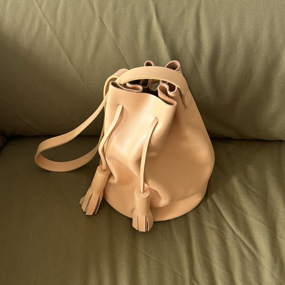 Building Block Leather Bucket Bag